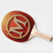 Raquette De Ping Pong Lettre initiale M Monogramme doré pailleté (Côté)