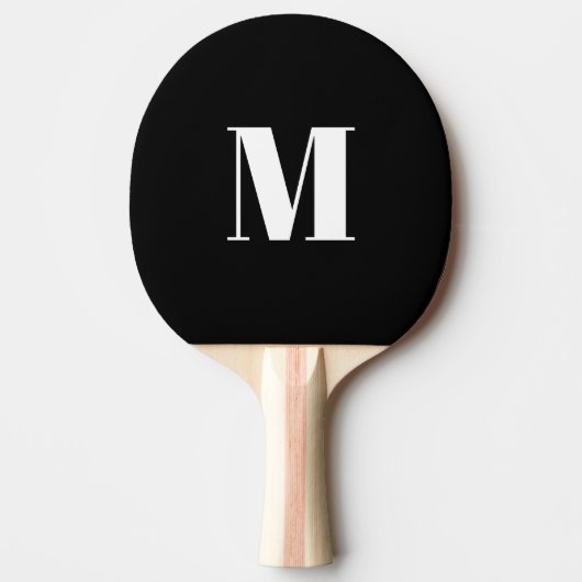 Raquette De Ping Pong Lettre initiale monogramme noir blanc personnalisé (Devant)
