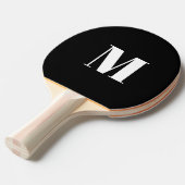 Raquette De Ping Pong Lettre initiale monogramme noir blanc personnalisé (Devant Angle)