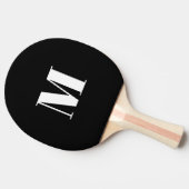Raquette De Ping Pong Lettre initiale monogramme noir blanc personnalisé (Côté)