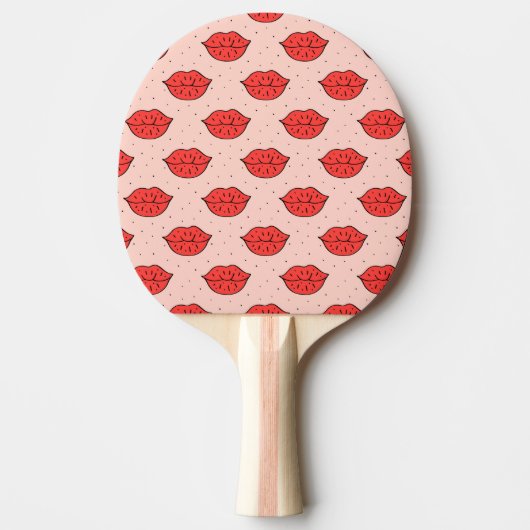 Raquette De Ping Pong Lèvres caricaturales : motif féministe de doodle. (Devant)