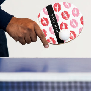 Raquette De Ping Pong Lèvres Rouges, Lèvres Roses, Baiser, Votre Nom, Pe