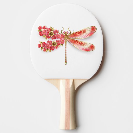 Raquette De Ping Pong libellule de fleurs avec sakura de bijoux (Devant)