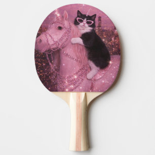 Raquette De Ping Pong Licorne Féerique sous la Ville Étincelante