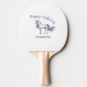 Raquette De Ping Pong licorne violet maron joyeux anniversaire enfants n