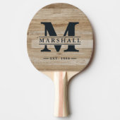 Raquette De Ping Pong Light Ash Wood Monogram & Name Overlay (Devant)