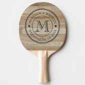 Raquette De Ping Pong Light Ash Wood Wedding Monogram (Devant)