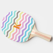 Raquette De Ping Pong Lignes modernes Wavy | Pastel Waves Monogram (Côté)