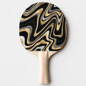 Raquette De Ping Pong Lignes Wavy Or Noir Rétro Design moderne (Dos)