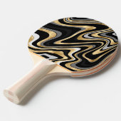 Raquette De Ping Pong Lignes Wavy Or Noir Rétro Design moderne (Devant Angle)