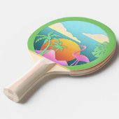 Raquette De Ping Pong L'île du Flamant rose tropical (Devant Angle)