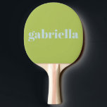 Raquette De Ping Pong Lime Green Blue Bold Typographie Nom personnalisé<br><div class="desc">Audacieuse Typographie moderne Nom personnalisé Ping Pong Paddle en Lime Vert et Pastel Bleu clair</div>