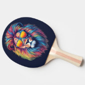 Raquette De Ping Pong Lion Abstrait avec lunettes de soleil (Côté)
