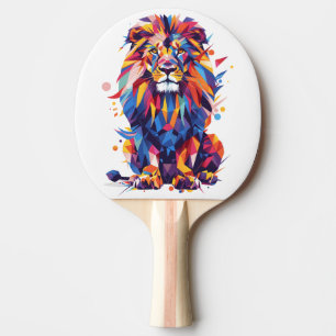 Raquette De Ping Pong Lion géométrique coloré