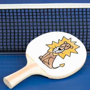 Raquette De Ping Pong lion mignon dessin animé enfants rétro safari jung