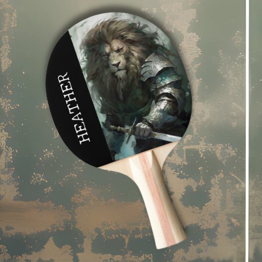 Raquette De Ping Pong Lion Warrior Nom du monogramme