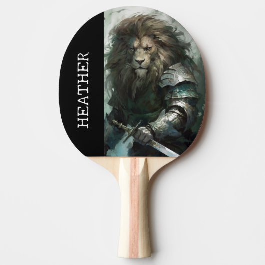 Raquette De Ping Pong Lion Warrior Nom du monogramme (Devant)