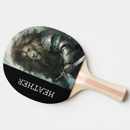 Raquette De Ping Pong Lion Warrior Nom du monogramme (Côté)