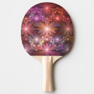 Raquette De Ping Pong Lit De Fleurs Coloré Brillant Art Fractal Abstrait