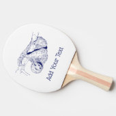 Raquette De Ping Pong Lithographie de dessin de Sloth #1 bleu (Côté)
