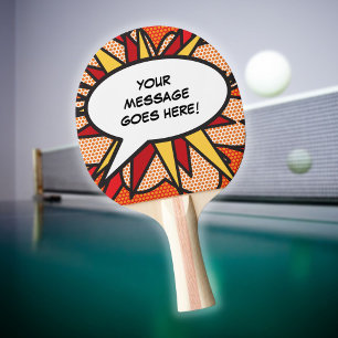 Raquette De Ping Pong Livre dessiné personnalisé Pop Art Discours bulle