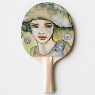 Raquette De Ping Pong llustration d'une belle, sensible fille