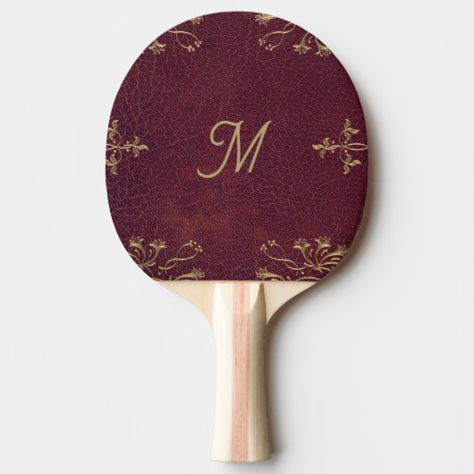 Raquette De Ping Pong look en cuir antique monogrammed (Devant)