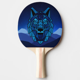 Raquette De Ping Pong Loup bleu géométrique