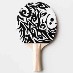 Raquette De Ping Pong Loup tribal abstrait
