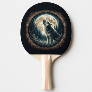Raquette De Ping Pong Loup vintage et lune classique