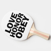 Raquette De Ping Pong LOVE HONOR & OBEY, PADDLE pour fiançailles mariage (Côté)