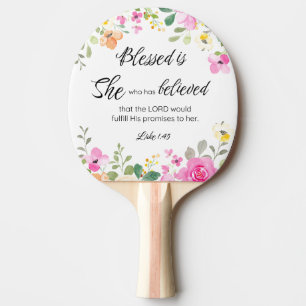 Raquette De Ping Pong Luc 1:45 Béni est Elle, Écriture Féminine Floral