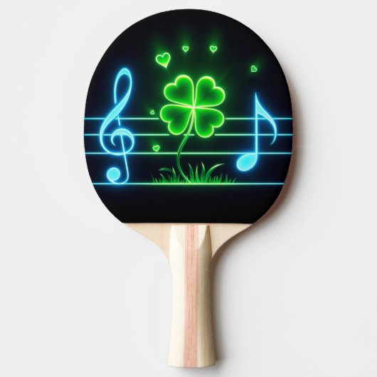 Raquette De Ping Pong Lucky Clover et notes musicales (Devant)