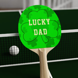 Raquette De Ping Pong Lucky Papa Bright Green Shamrock Irlandais Clover