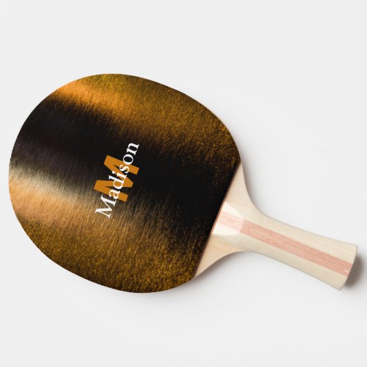 Raquette De Ping Pong Lumières Abstraites mer brillant en bronze Monogra (Côté)