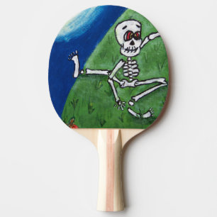 Raquette De Ping Pong Lune squelettique drôle de danse Halloween de