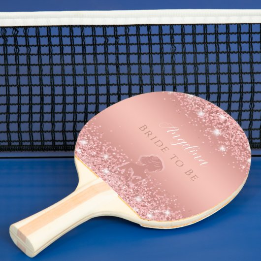 Raquette De Ping Pong Luxe Rose Gold Shimmer Mariage Élégant (Insitu)