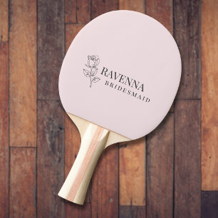 Raquette De Ping Pong Luxe Rose Rose Pâle Ligne Artistique Nom Personnal