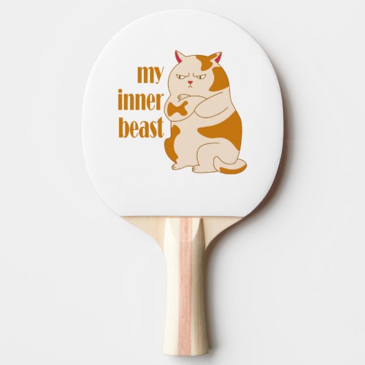 Raquette De Ping Pong Ma bête intérieure fainéante citation de motivatio (Devant)
