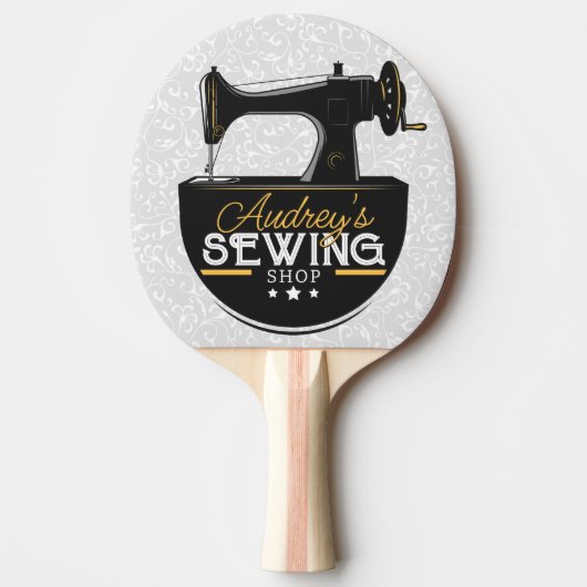 Raquette De Ping Pong Machine à coudre antique AJOUTER LE NOM Seamstress (Devant)