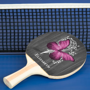 Raquette De Ping Pong Magenta Rustic Butterfly Personnalisé
