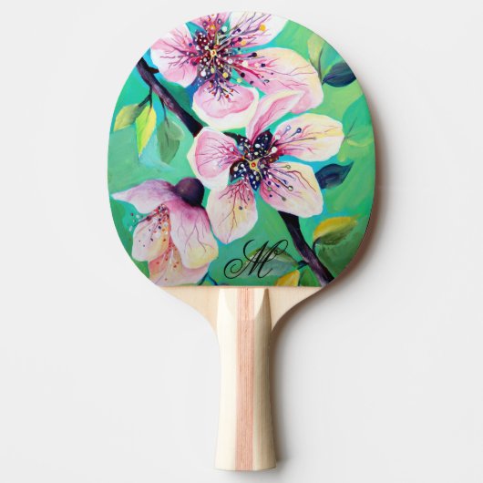 Raquette De Ping Pong Magnifique Monogramme japonais Sakura Cherry Tree (Devant)