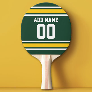 Raquette De Ping Pong Maillot de Football Sportif Vert Jaune Nom Numéro