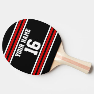 Raquette De Ping Pong Maillot d'équipe DIY BG noir rouge Numéro personna