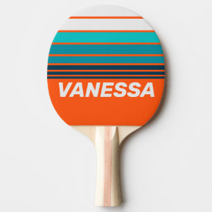 Raquette De Ping Pong Maillot Rétro Sauveteur Horizon Rayé avec Nom