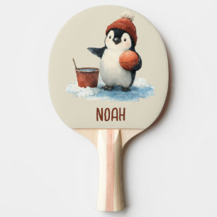 Raquette De Ping Pong Manchot de basket d'hiver personnalisé pour enfant
