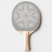 Raquette De Ping Pong Mandala blanc exotique sur Arrière - plan gris (Devant)