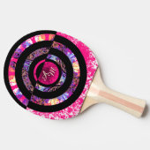 Raquette De Ping Pong Mandala Moderne Monogramme Rose (Côté)