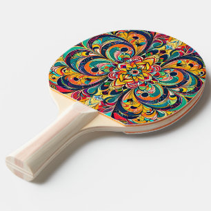 Raquette De Ping Pong Mandala Symphonie des couleurs – Floral psychédéli