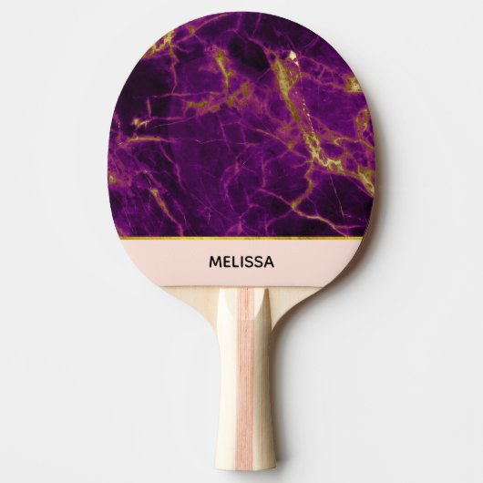 Raquette De Ping Pong Marbre Abstrait moderne violet et or (Devant)
